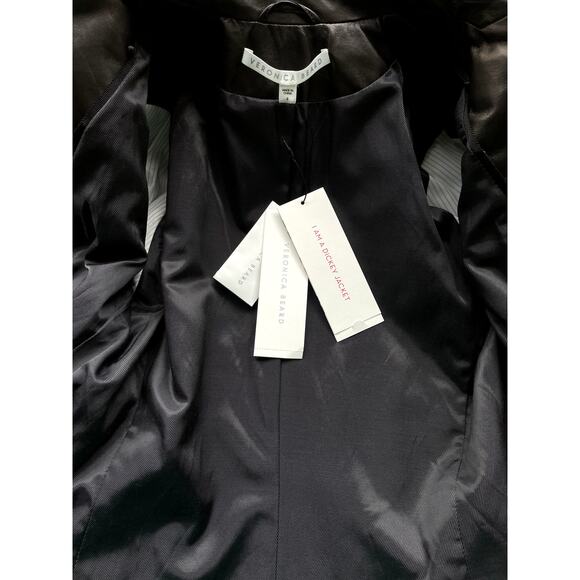 NWT Veronica Beard Miller Dickey Double breasted Leather Blazer Black Size 4 - Picture 6 of 12
